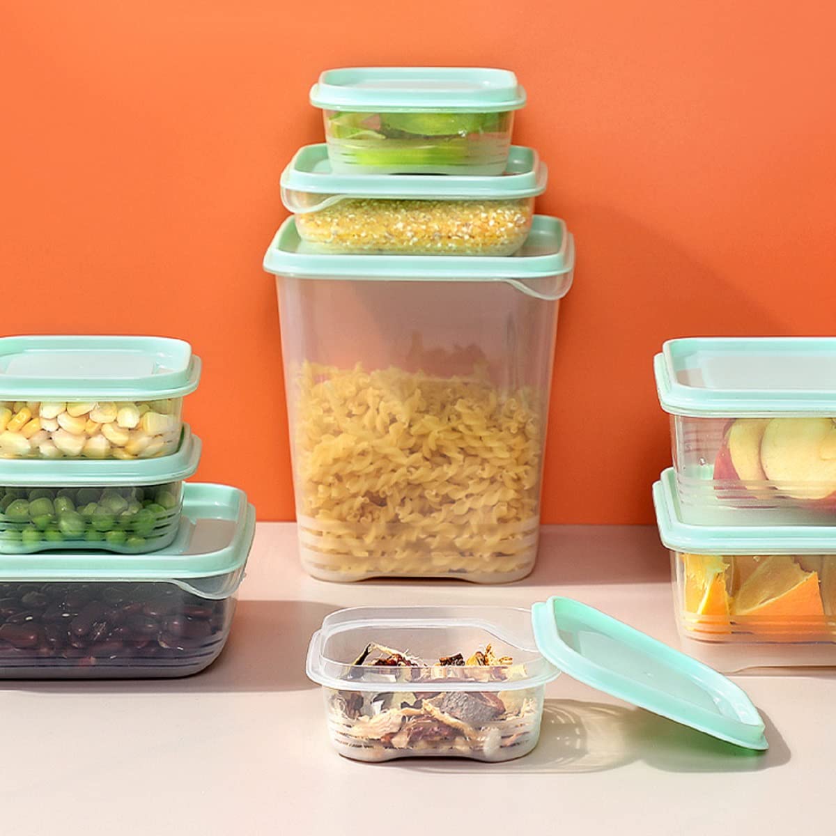 12 Piece Plastic Food Storage Container Sets with Lids Airtight, BPA Free Premium Reusable Plastic, Meal Prep Container Kitchen Sets