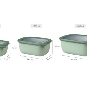 Mepal Cirqula Multi Bowl Rectangular 3000 ml Nordic Denim-Food Storage Box-Stackable-Dishwasher Safe