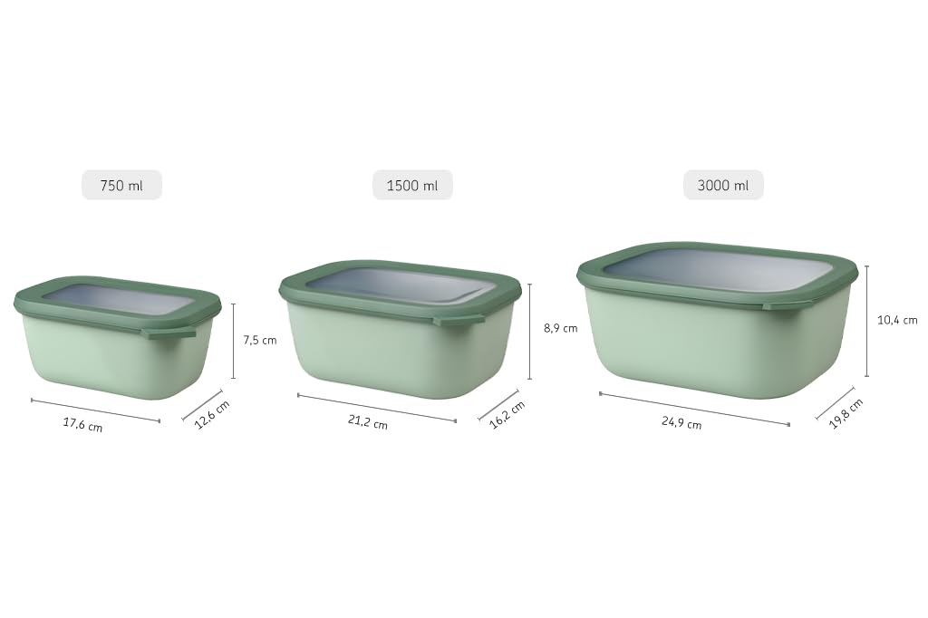 Mepal Cirqula Multi Bowl Rectangular 3000 ml Nordic Denim-Food Storage Box-Stackable-Dishwasher Safe