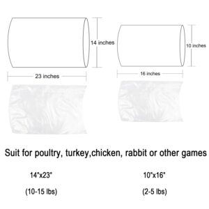 Poultry Shrink Bags,50 pcs Clear 10" x 16" and 50 pcs 14" x 23" Poultry Heat Shrink Bags BPA Free Freezer with 100 Zip Ties, 2 Silicone Straws for Turkey,Chickens,Rabbits