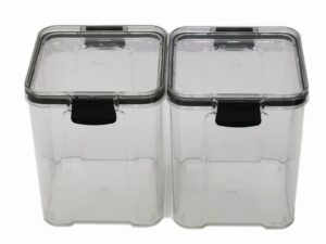 pqzkldp 2pcs airtight food storage containers 0.95l(32.1oz)- with lids bpa free clear plastic kitchen and pantry organization canisters for cereal, dry food flour & sugar - labels, marker & spoon set