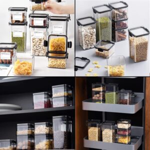 PQZKLDP 2pcs Airtight Food Storage Containers 0.95L(32.1OZ)- with Lids BPA Free Clear Plastic Kitchen and Pantry Organization Canisters for Cereal, Dry Food Flour & Sugar - Labels, Marker & Spoon Set