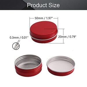 Othmro 6pcs 1oz Metal Round Tins Aluminum Tin Cans Containers with Screw Lid, 50 * 20mm(DxH) Red tin cans for Salve, Spices, Lip Balm, Tea or Candies 30ml