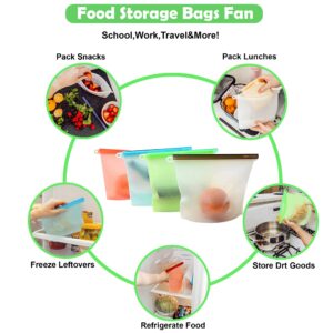 Reusable Food Storage Silicone Bags Set of 4, Airtight, Leakproof Food Preservation Bags for Fruit, Vegetables, Meats, Great as Sandwich Bags - Heat & Cold Resistant, 17 ozx4 (total 68 oz)