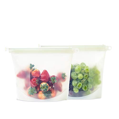 Silicone Slide n' Save Bags by Modfamily - (1.5 Liter) Reusable Eco Friendly & BPA Free - Airtight & Leak Proof (2 Pack)