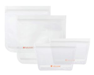 full circle ziptuck reusable plastic bags sandwich set and snack set, clear