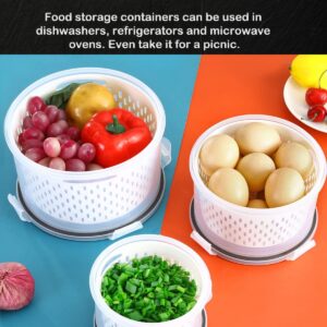 GOJUSO 3 Size Fruit Storage Containers for Fridge with Lids Clear Plastic Box Food Organization Stackable Organizer