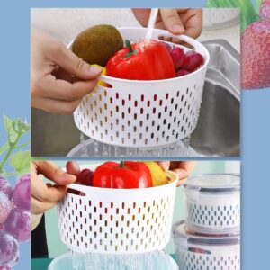 GOJUSO 3 Size Fruit Storage Containers for Fridge with Lids Clear Plastic Box Food Organization Stackable Organizer