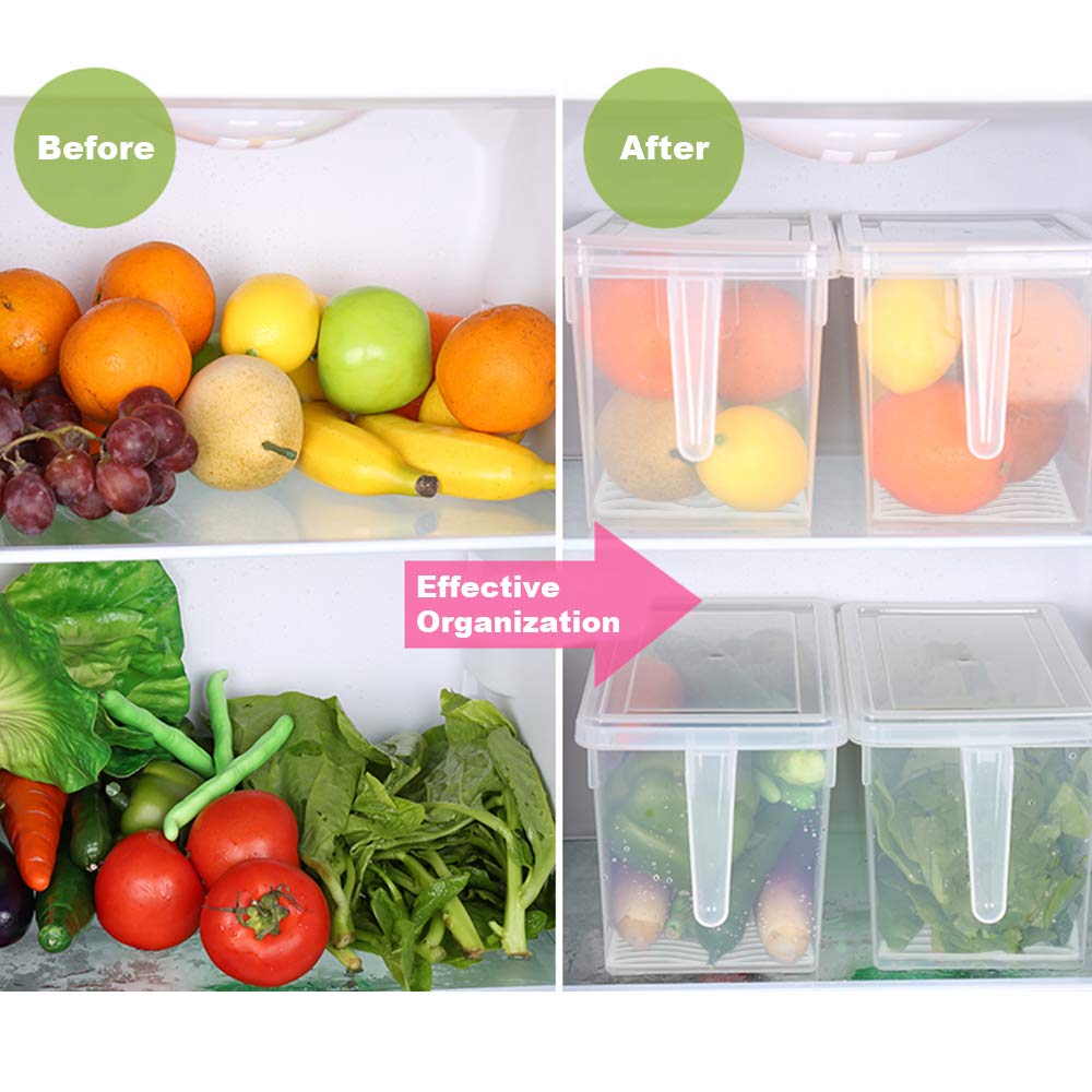 SILIVO 6 Pack Produce Saver Containers for Refrigerator - 3 Pack 2.5L + 3 Pack 4.5L