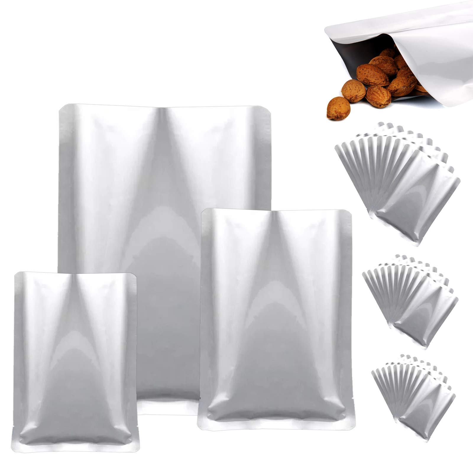 Mylar Bags For Food Storage, 30 Pieces 3 Sizes Mylar Aluminum Foil Vacuum Seal Bags Pouches for Coffee Tea Beans (5 x 7 Inch, 6 x 9 Inch, 8 x 11 Inch)