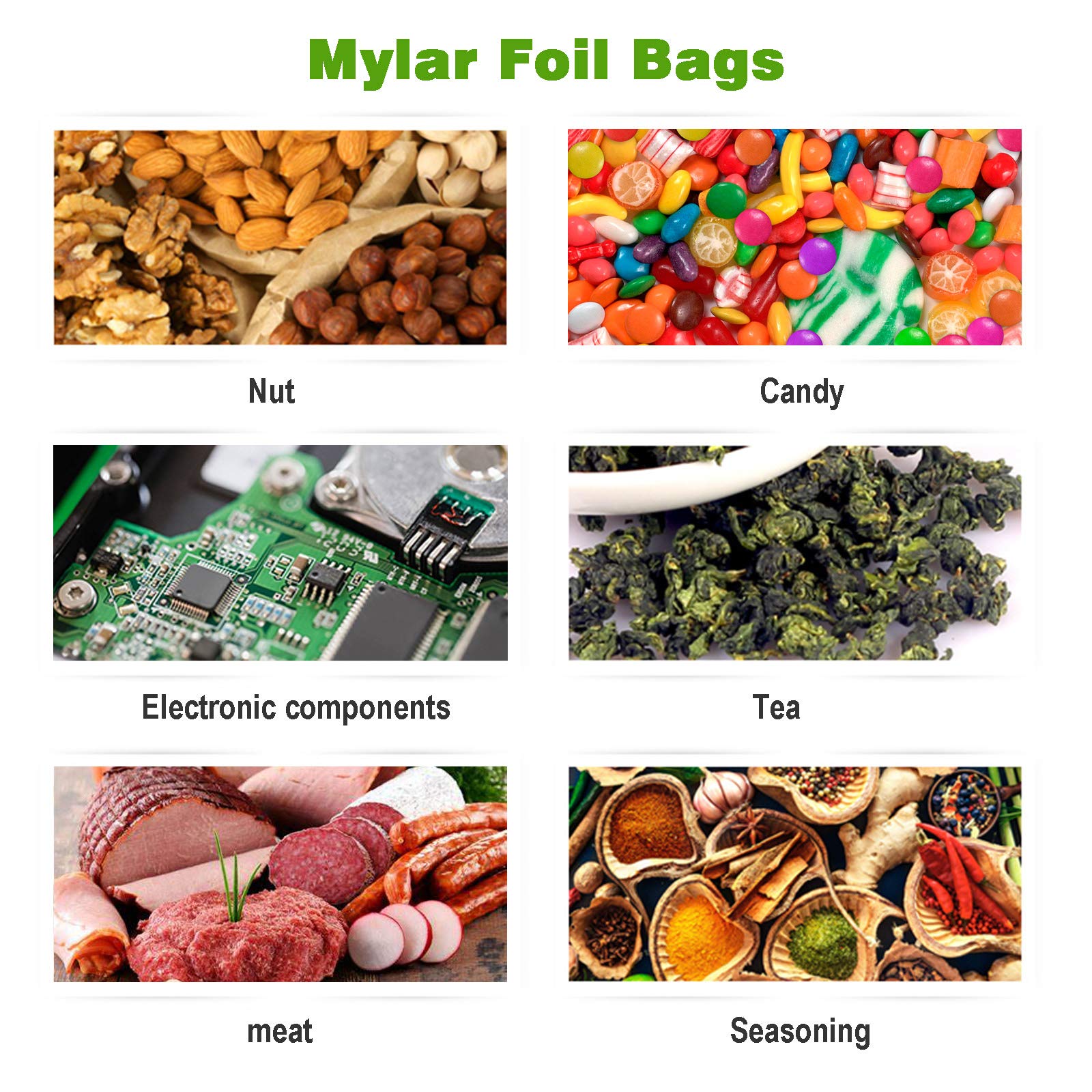 Mylar Bags For Food Storage, 30 Pieces 3 Sizes Mylar Aluminum Foil Vacuum Seal Bags Pouches for Coffee Tea Beans (5 x 7 Inch, 6 x 9 Inch, 8 x 11 Inch)