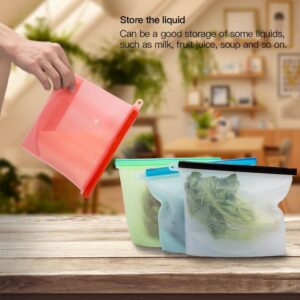 WeTest Silicone Reusable Food Bag for Sandwich,Fruit,Meat,Juice,Lunch,Snack Storage,Food Grade,Microwave Dishwasher Freezer Safe,Leakproof,1 Litre,4-Pack(Pink,Green,Blue,White) (Silicone Food Bag)