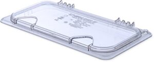 carlisle foodservice products 10279z07 ez access hinged lid with handle and notch, third size, clear