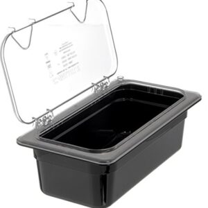 Carlisle FoodService Products 10279Z07 EZ Access Hinged Lid with Handle and Notch, Third Size, Clear