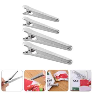 12pcs Steel Snack Clamp Fresh-keeping Air Keeping Heavy Duty Fresh Metal Bag Coffee Bags Jaw Clamps Clips on Sealing Alligator Grips Grip Tight Stainless Chip Tool Clip Seal