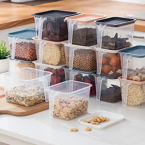 Cabilock Flour Container 5pcs Kitchen Food Containers 3 Layer Fridge Storage Bins Organizer with Lids Handle for Refrigerator Cabinet Desk Blue Size S Freezer Storage Bins