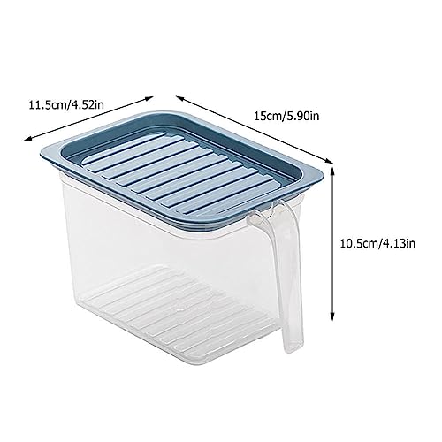Cabilock Flour Container 5pcs Kitchen Food Containers 3 Layer Fridge Storage Bins Organizer with Lids Handle for Refrigerator Cabinet Desk Blue Size S Freezer Storage Bins