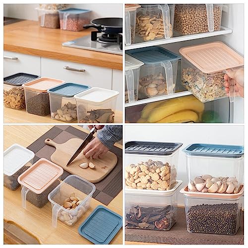 Cabilock Flour Container 5pcs Kitchen Food Containers 3 Layer Fridge Storage Bins Organizer with Lids Handle for Refrigerator Cabinet Desk Blue Size S Freezer Storage Bins