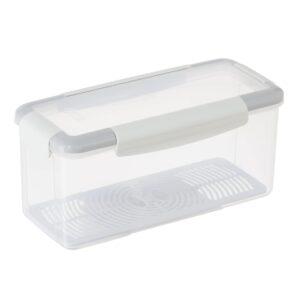 oggi freshlock rectangular storage container- 88oz(11 cup), airtight food storage, pantry organization dishwasher, microwave & freezer safe, clear/gray