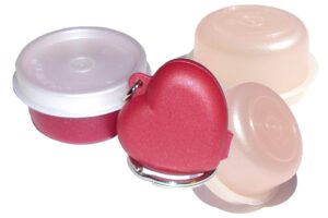 tupperware smidgets tiny treasure mini bowls and sparkle red heart locket keychain