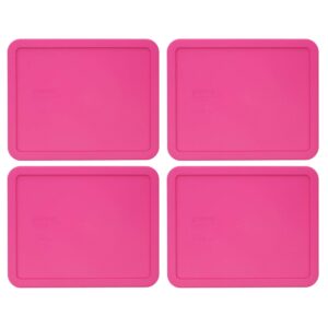 pyrex 7212-pc pink plastic rectangle replacement storage lid, made in usa - 4 pack