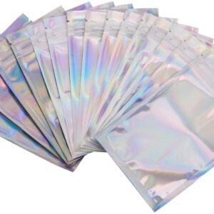 Resealable Foil Ziplock Bags 100 Pieces- Resealable Smell Proof Foil Ziplock Pouch - Party Favor Food Safe Storage - Reusable Lip Gloss Packaging - Jewelry Storage Pouches Small Gram Baggies