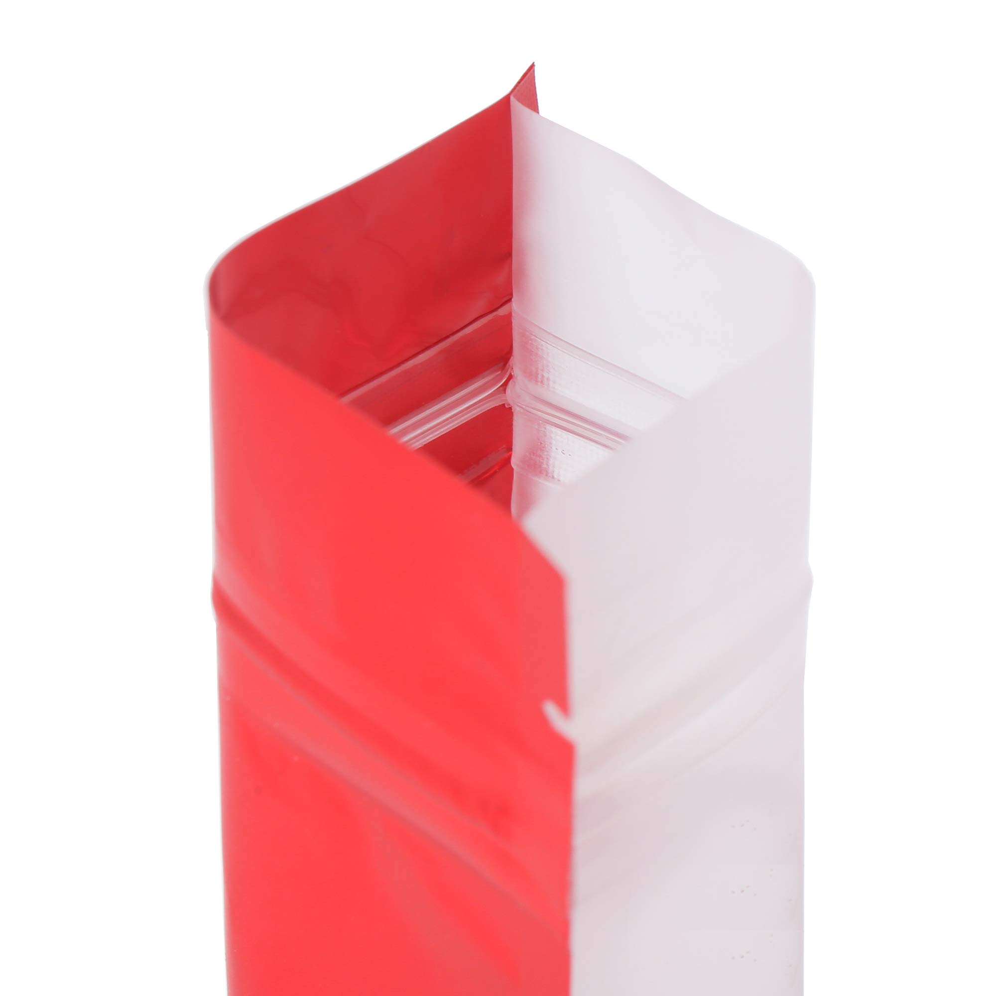 100 Translucent/Red Poly Resealable Stand Up Heat Sealable Reusable Pouch (5" x 7", Translucent/Red)