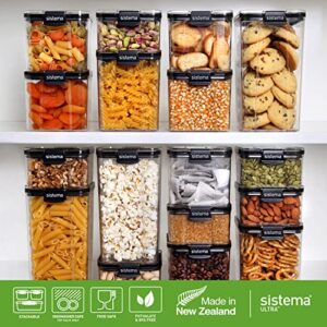 Sistema Tritan Ultra Collection Square Storage Container, 1.9 Cup/15.5 Ounce, Clear with White/Gray