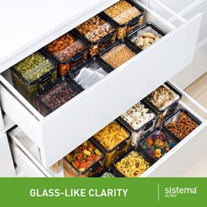 Sistema Tritan Ultra Collection Square Storage Container, 1.9 Cup/15.5 Ounce, Clear with White/Gray