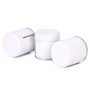 tianhui airtight round tins for matcha powder tea coffee beans modern style mini portable small storage (ivory, 3*small (73x73mm))