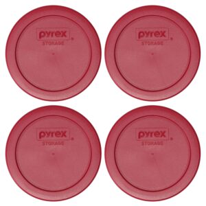 pyrex 7200-pc sangria red plastic food storage replacement lid, made in usa - 4 pack