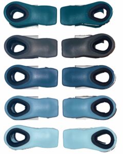 gourmet kitchen 10 piece bag clips with magnet, food clips, chip clips, bag clips for food storage with air tight seal grip, snack bags and food bags, air tight, shades of blue and gray