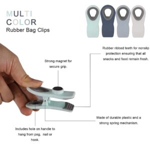 Gourmet Kitchen 10 Piece Bag Clips with Magnet, Food Clips, Chip Clips, Bag Clips for Food Storage with Air Tight Seal Grip, Snack Bags and Food Bags, Air Tight, Shades of Blue and Gray