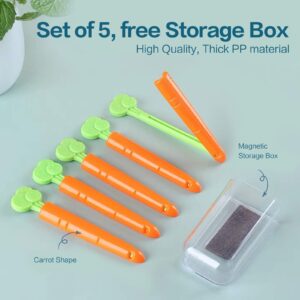 Sealing Clips, Food Clips Bag Sealing Clips with Magnets, Multipurpose snack Clips, Fridge Sticker Organizer (5 Pack)