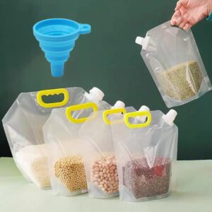 Grain Moisture-proof Sealed Bag, Resealable Washable Clear Grain Storage Suction Bags,Stand Up Sealed Odor-Resistant Packaging Bags (2.5L*10 PACK)