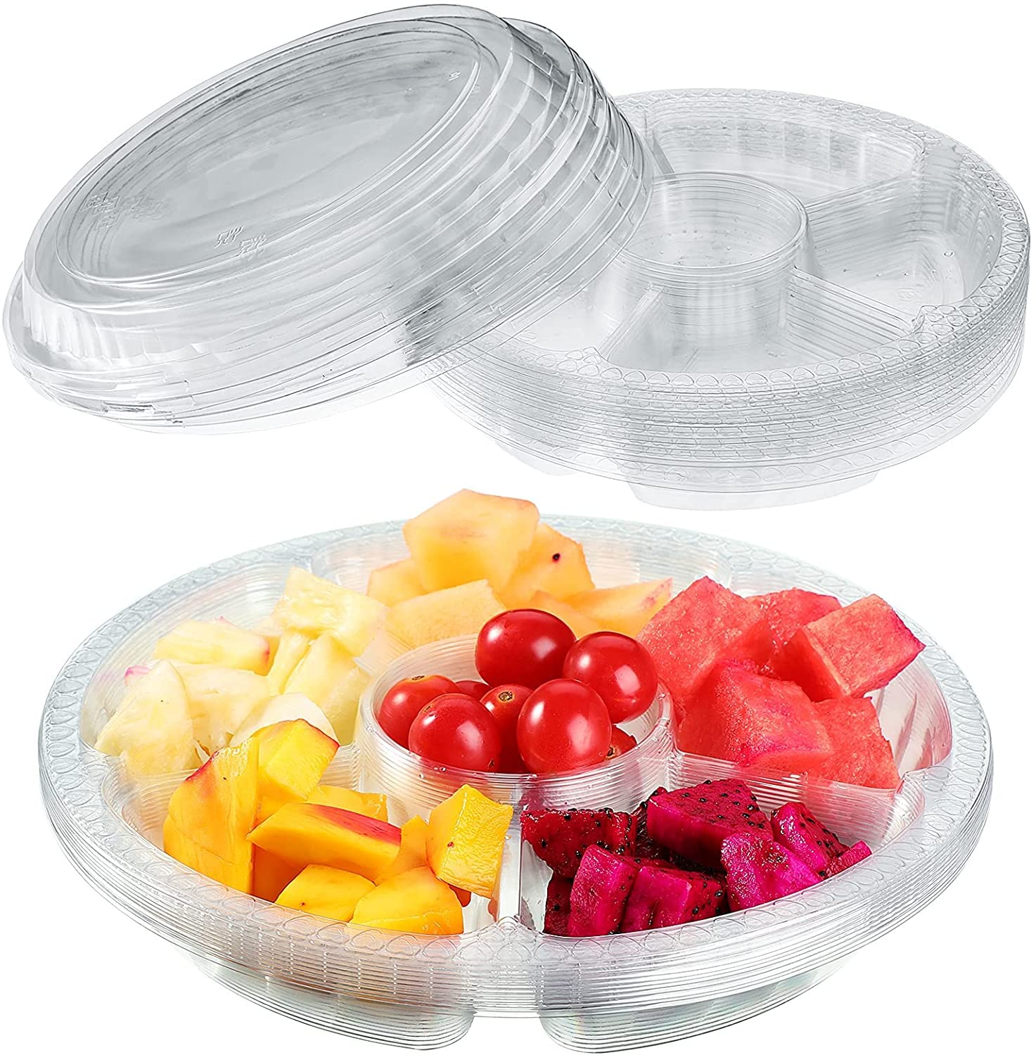 Gransuncy 10 Pcs Round Appetizer Serving Trays Disposable Food Storage Containers