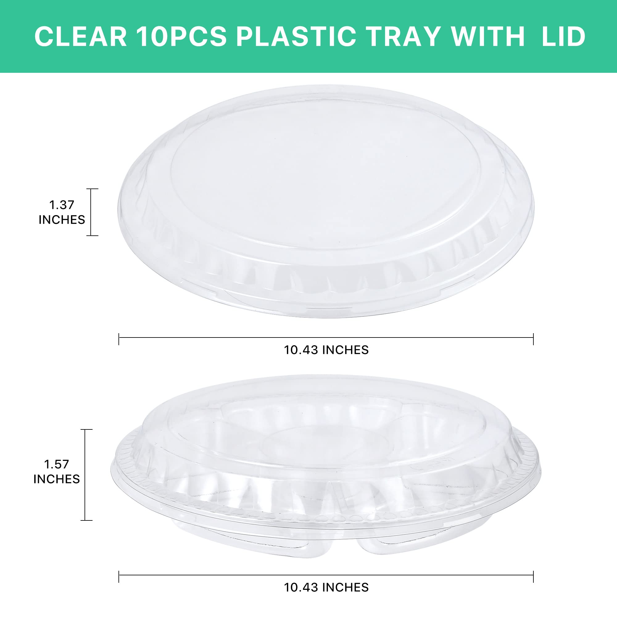 Gransuncy 10 Pcs Round Appetizer Serving Trays Disposable Food Storage Containers