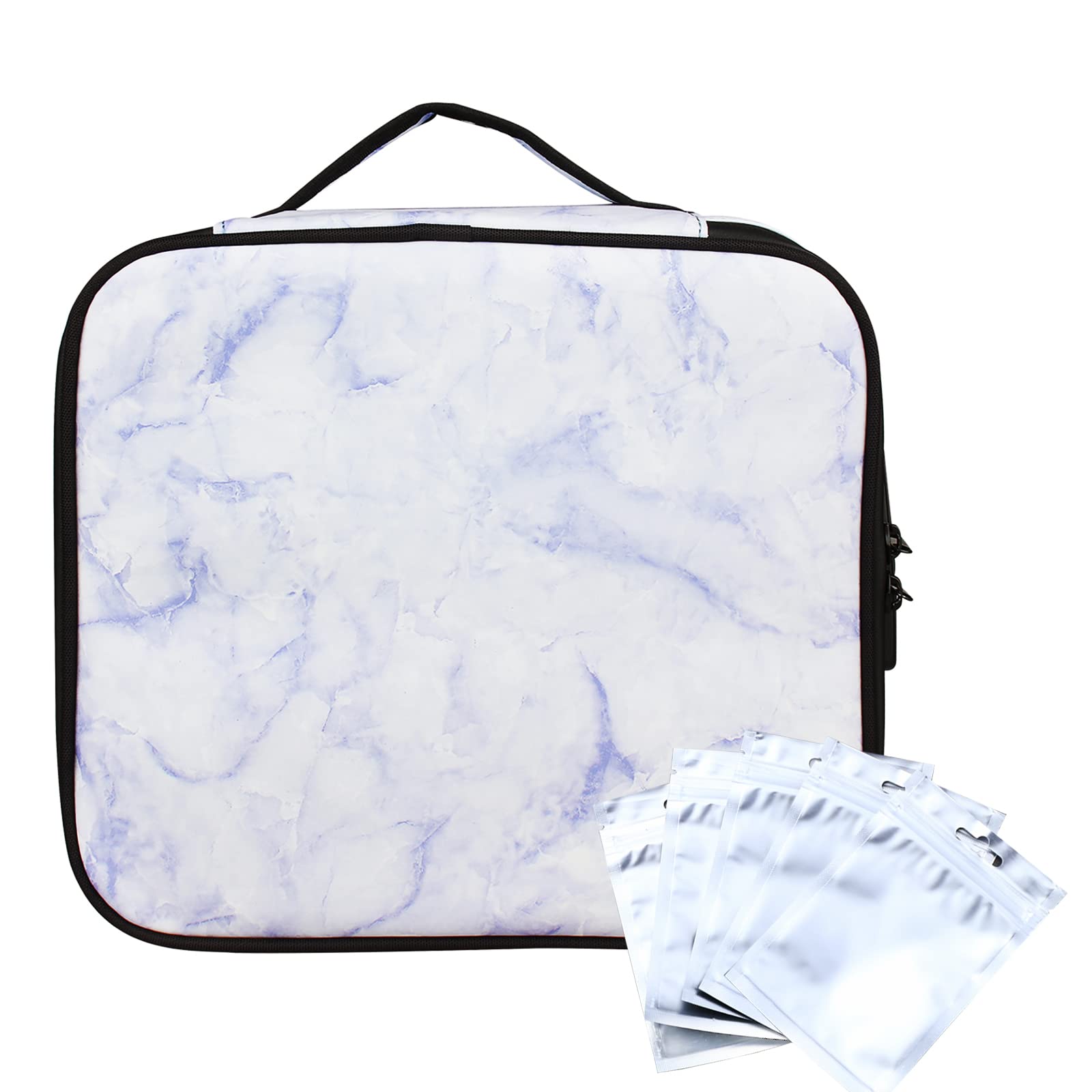 GEEDUD Smell Proof Bag with Combination Lock (Marble Purple)