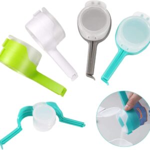 Yinqusitingg Food Storage Sealing Clips, Bag Clips with Pour Spouts, Kitchen Chip Bag Clips, Plastic Cap Sealer Clips for Kitchen Food Storage and Organization (4 PCS)