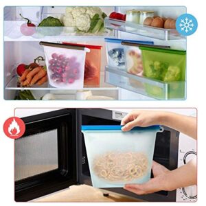 Reusable Silicone Food Storage Bags 4 Pack 500ML/16oz, Sandwich Containers, Stand Up Freezer and Fridge Storage, Microwavable, Dishwasher Friendly, kitchen Organization Silicone Reusable Bags