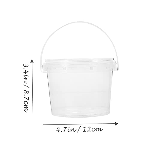 Cabilock 30 Pcs Transparent Small Barrel Kitchen Bucket with Lid Cookie Containers with Lids Plastic Dessert Cup Small Ice Bucket Grain Bucket Cereal Bucket Clear Bucket Food Pp Honey