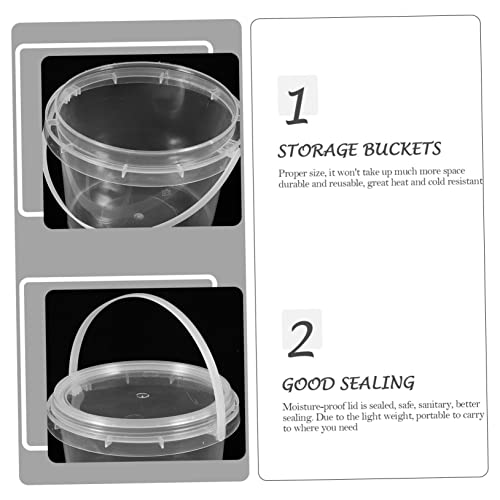 Cabilock 30 Pcs Transparent Small Barrel Kitchen Bucket with Lid Cookie Containers with Lids Plastic Dessert Cup Small Ice Bucket Grain Bucket Cereal Bucket Clear Bucket Food Pp Honey