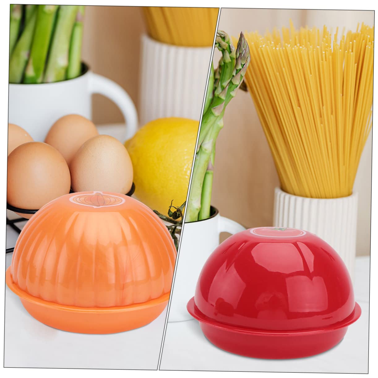 Zerodeko 12 Pcs Vegetable Preservation Bowl Onion Keeper Holder Fruit Vegetable Saver Vegetable Produce Saver Pepper Onion Storage Container Onion and Saver Fruit Container Plastic Salad