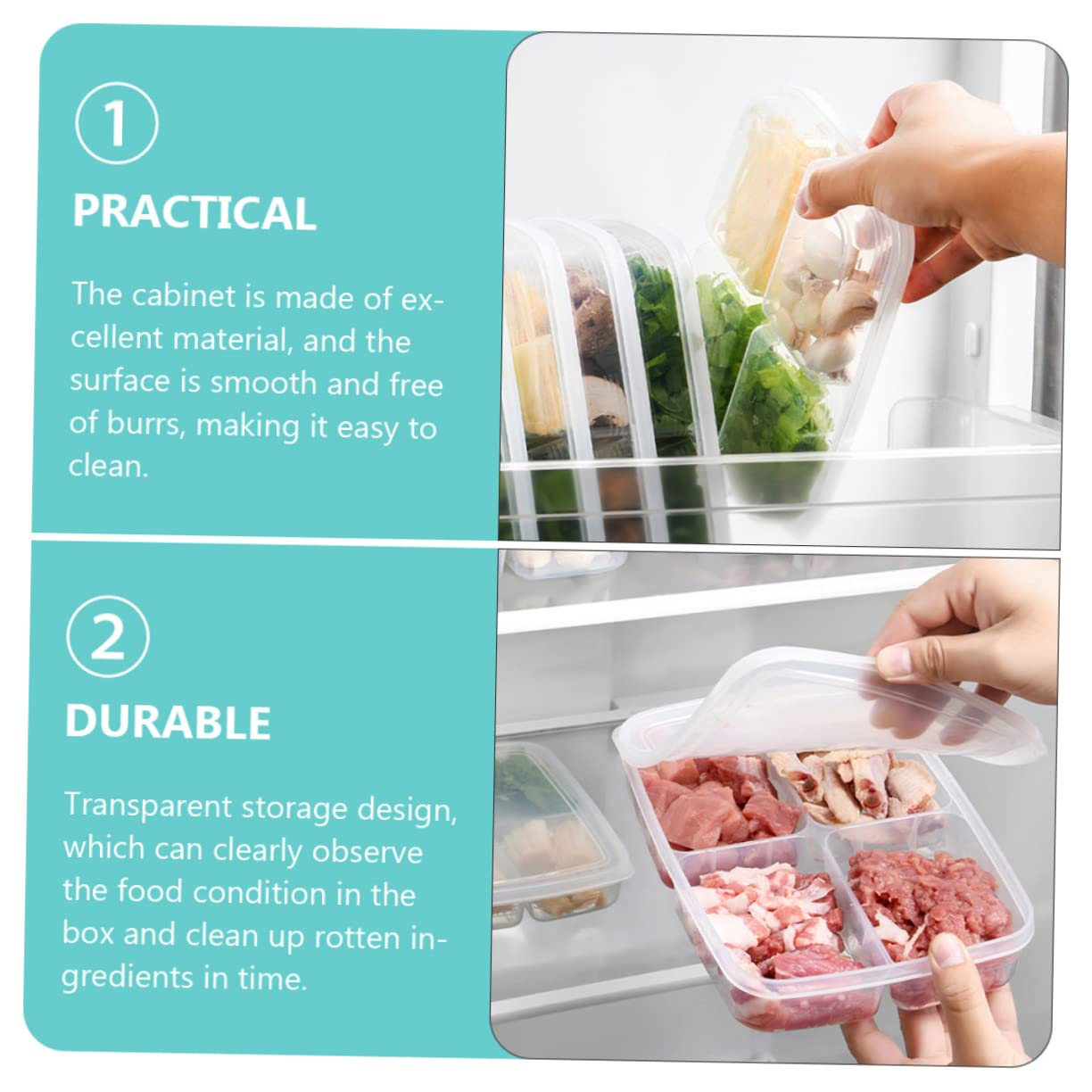 Angoily 3pcs Box Storage Box Containers with Lids Storage Cubes with Lid Refrigerator Fridge Food Clear Storage Bin with Lid Fridge Storage Container White Plastic Can Vegetable