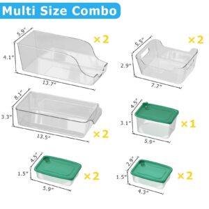 Midyb Nonstick Frying Pan, 8 & 10.2 Inches Cookware Cooking Pan Sets with 11 Refrigerator Organizer Bins Organizers and Storage Clear Plastic Bins for Fridge, Cabinets, Countertops