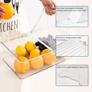 elabo Food Storage Containers Fridge Produce Saver- Stackable Refrigerator Organizer Keeper Drawers Bins Baskets with Lids and Removable Drain Tray for Veggie, Berry and Fruits