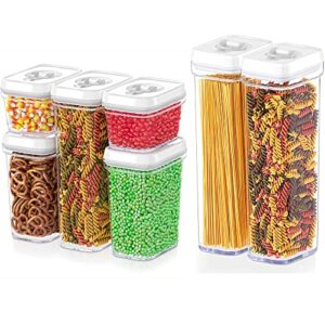 dwËllza kitchen airtight food storage containers set - 7 pc set - for kitchen pantry organization and storage - bpa-free - clear plastic canisters for spaghetti, noodles, pasta, snacks & much more