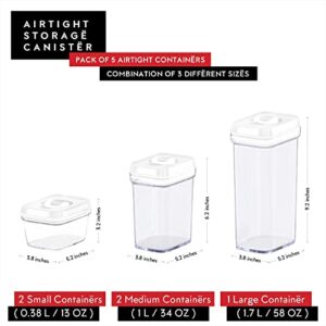 DWËLLZA KITCHEN Airtight Food Storage Containers Set - 7 PC Set - For Kitchen Pantry Organization and Storage - BPA-Free - Clear Plastic Canisters for Spaghetti, Noodles, Pasta, Snacks & Much More