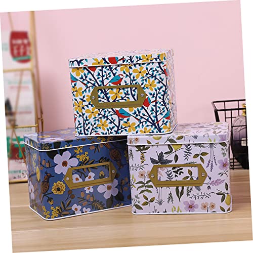 Abaodam 3 Pcs Label Finishing Box Empty Cookie Tin Metal Container Food Jars with Cookie Jar Coffee Bean Canister Valentines Day Gift Tins Kitchen Jars Iron Sheet Old Fashioned Tinplate