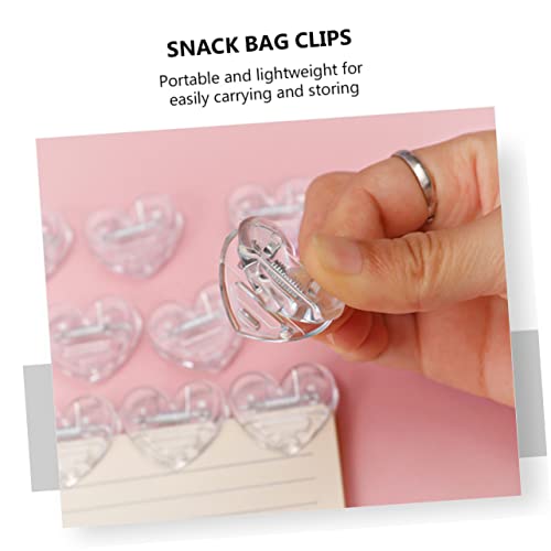 Tofficu 60 Pcs Transparent Love Clip Food Storage Sealing Clips Frog Chip Clips Magnets Sealing Clips Chip Bag Clamps Food Bag Clips Hinge Paper Clips Mini Chips Plastic Girl Wallet Heavy